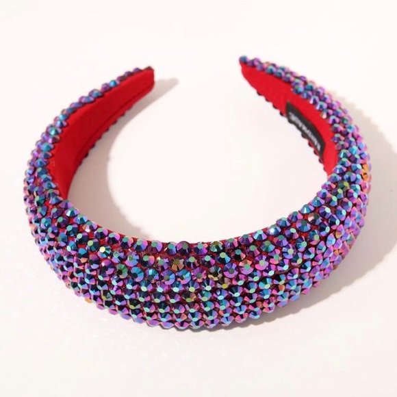 BUNDLE 2 ITEMS FOR $10 Multicolor rhinestone overlay padded hair hoop - Picture 1 of 1